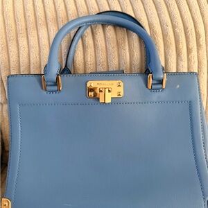 Michael Kors Sky Blue Satchel with Gold Accents